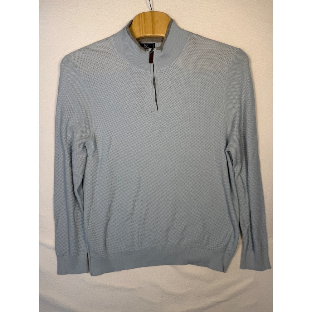 Magaschoni Quarter Zip Pullover Mens XXL Light Blue Textured Cotton G601131M NWT